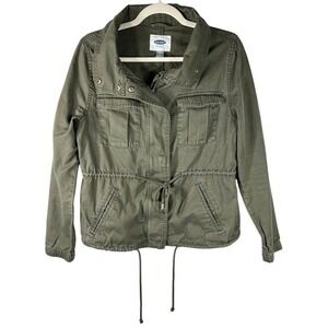 Old Navy Canvas Field Jacket Women's M Olive Green Zip Gorpcore Pockets Military